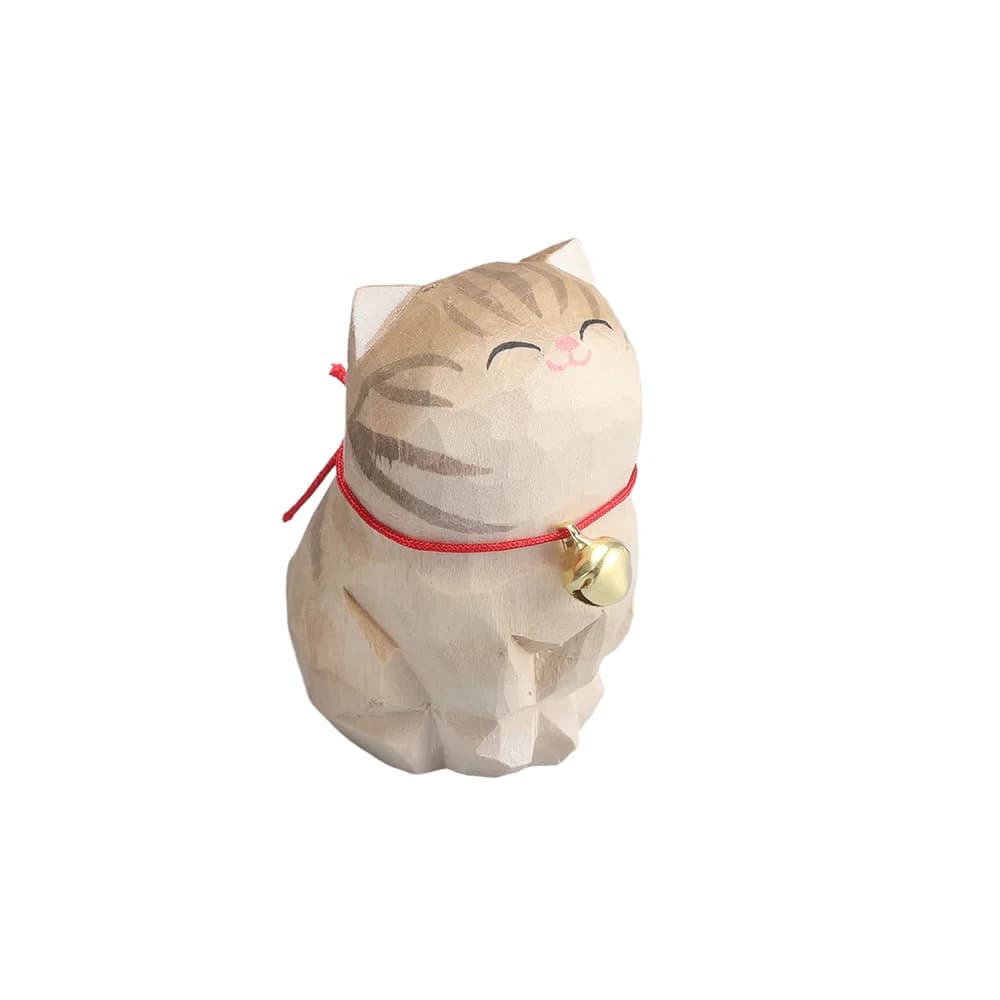 Christmas Decorations Handmade Wood Carving Kitten Ornaments Small Animal Desktop Wood Cat Decoration Crafts Birthday Gift - image 18