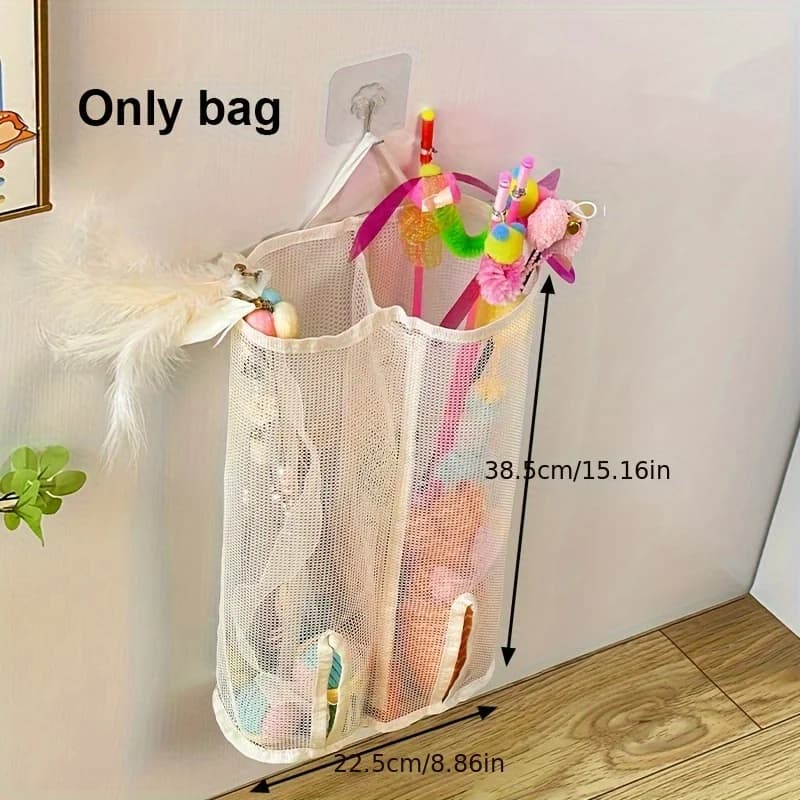 1pc Mesh Storage Bag for Cat Toys - Wall Hanging Organizer, Perfect for Pet Accessories, Toy Storage Organizer, Shelf Baskets - image 6
