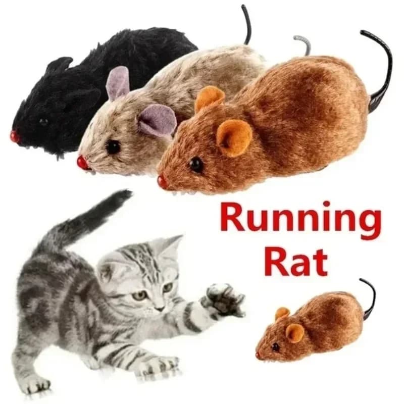 New 1Pc Funny Lifelike Plush Mouse Running Rat Toy for Cats Dogs Tail Mouse Pets Kids Random Color - image 1