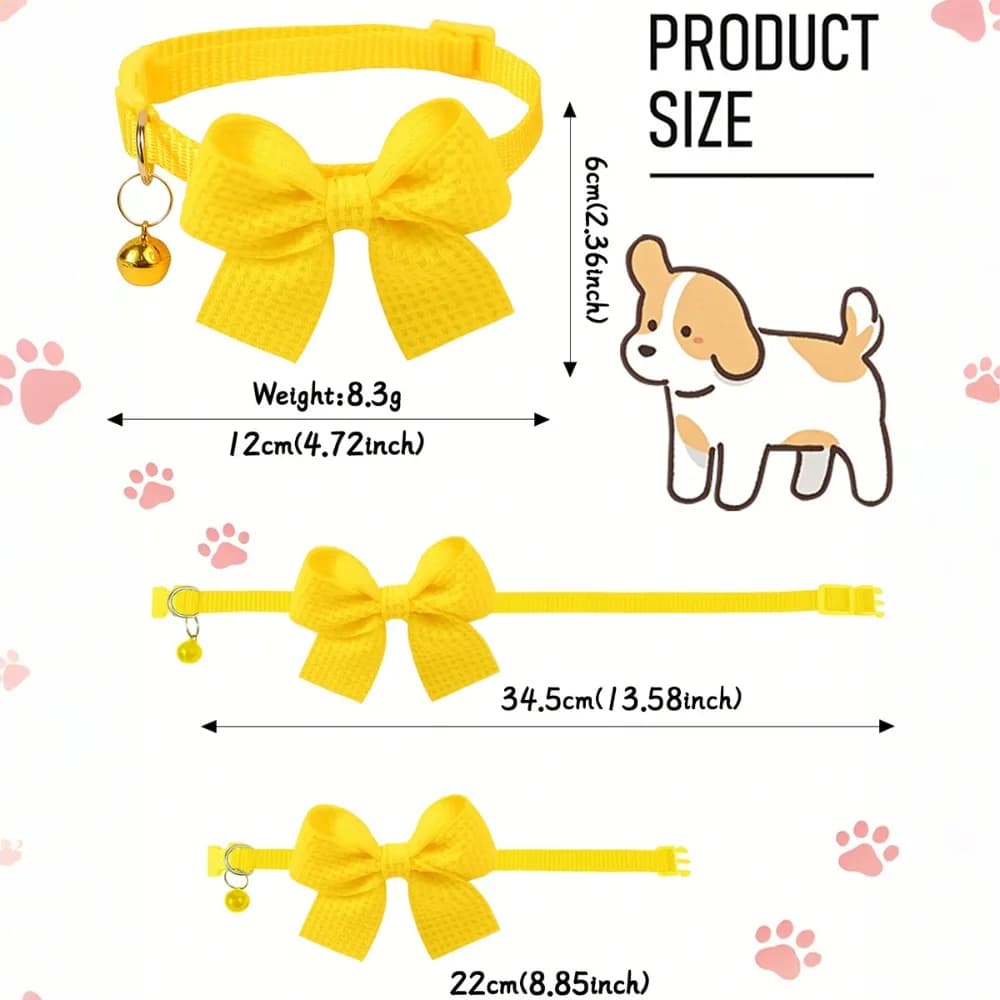 New Waffle Bow Pet Collar Simple Cute Cat Collar Adjustable Yorkshire Chihuahua Small Dog Collar All-match Pet Accessories - image 4
