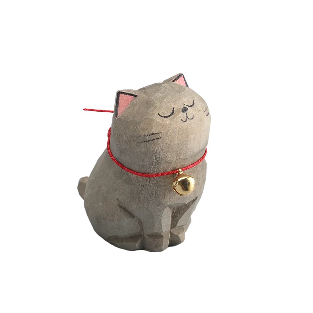 Christmas Decorations Handmade Wood Carving Kitten Ornaments Small Animal Desktop Wood Cat Decoration Crafts Birthday Gift - image 17