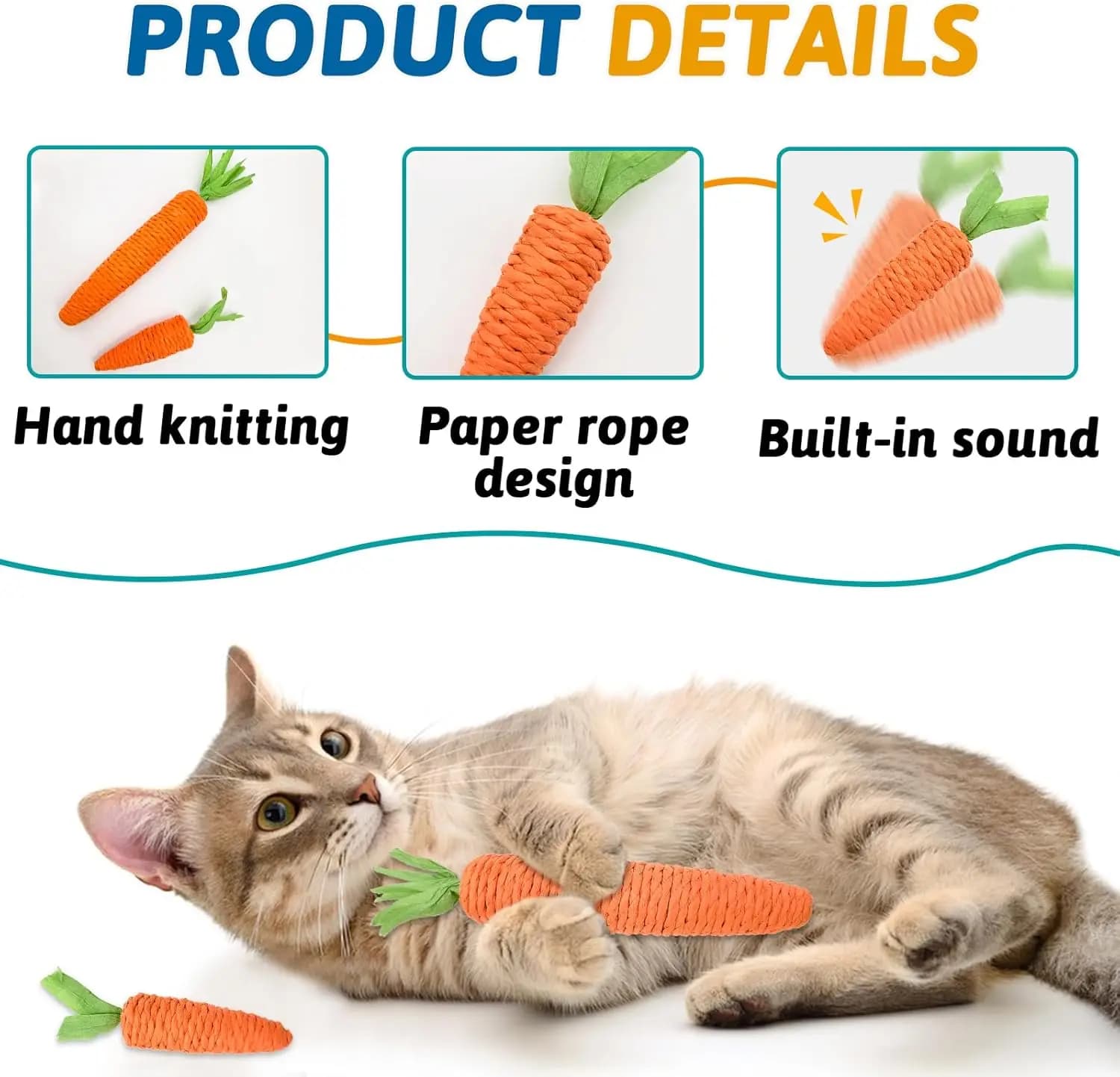Cat toys self-entertainment carrot teething and cat teasing sticks, bite-resistant and scratch-resistant teething and clawing - image 3