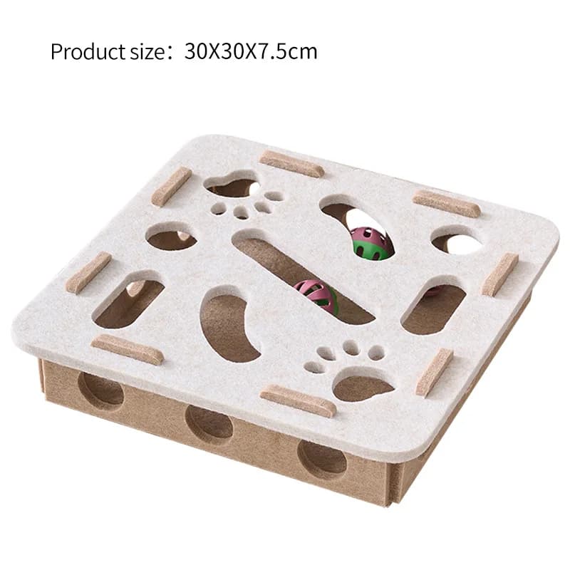 Interactive Cat Puzzle Toy Felt Toy Box with Maze Tunnel Bell Ball Indoor Entertainment Cat Toy - image 12