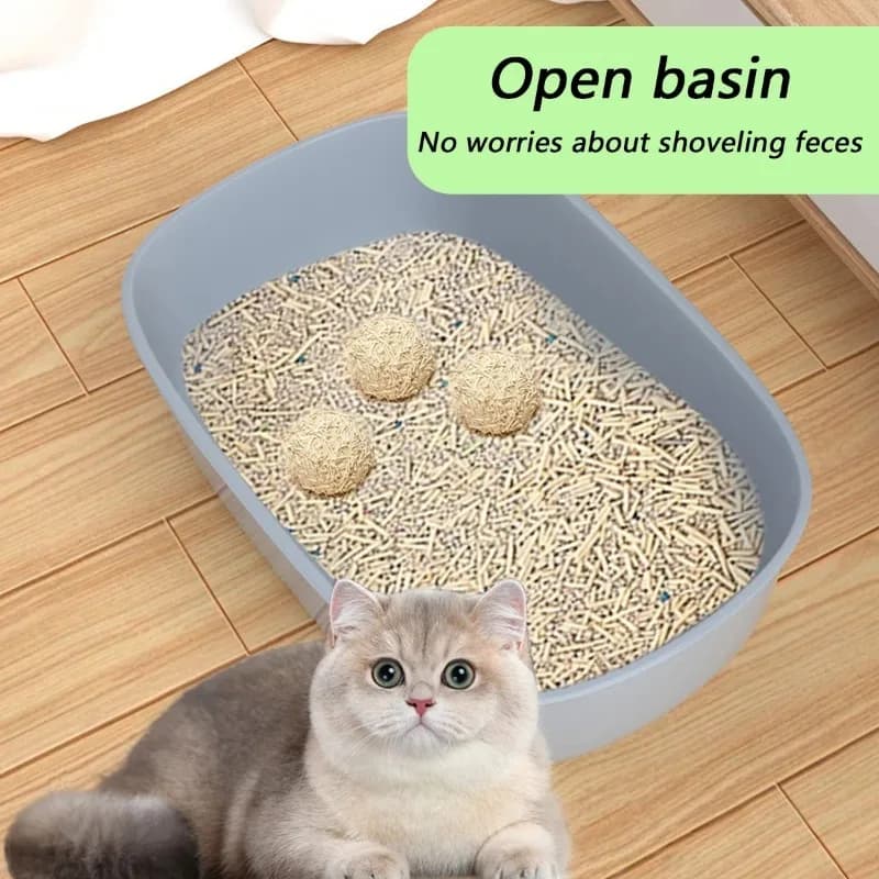 Semi-Enclosed Cat Litter Box Thickening Splash Proof and Easy Clean Toilet with Cat Litter Shovel Plastic Cleaning Cats Box - image 4