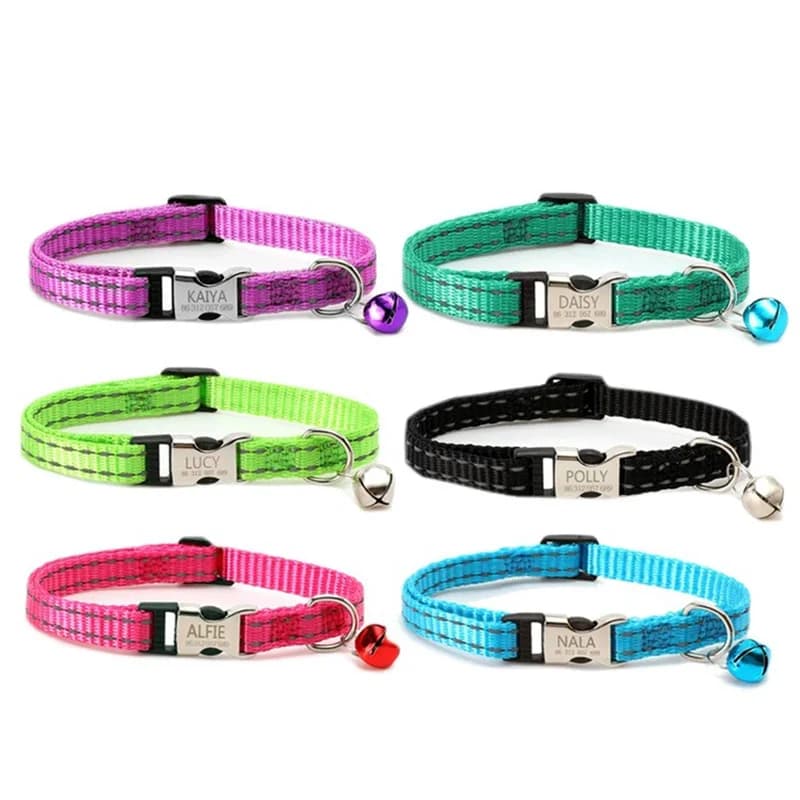 Free engraving content for cat collars with bells, night reflective nylon totoro ropes to prevent lost pet cat collars - image 5