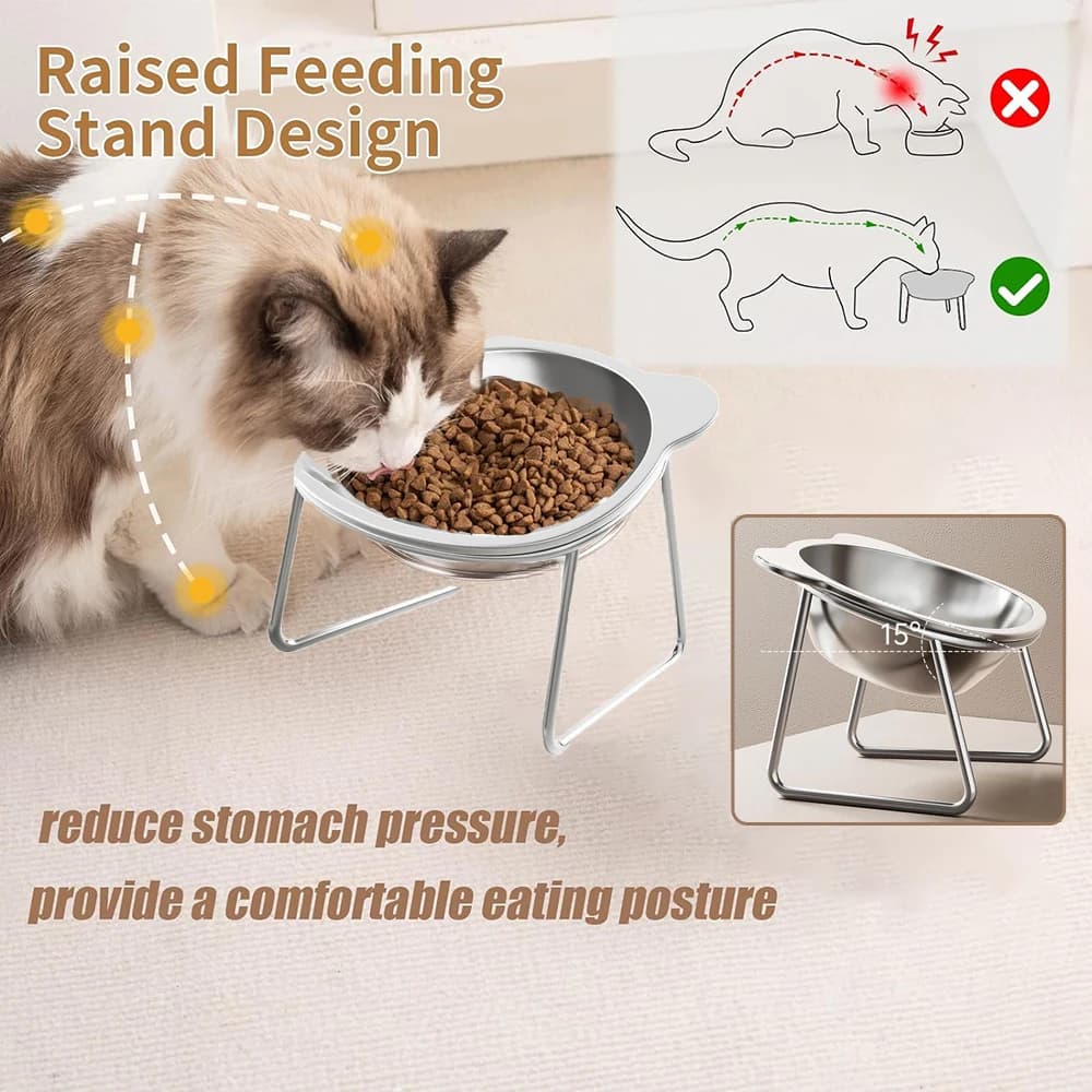 Stainless Steel Cat Bowls Raised Whisker Fatigue Relief Cat Plates Pet Water Dish Kitten Bowls Pet Bowls for Cats Food Bowls - image 5