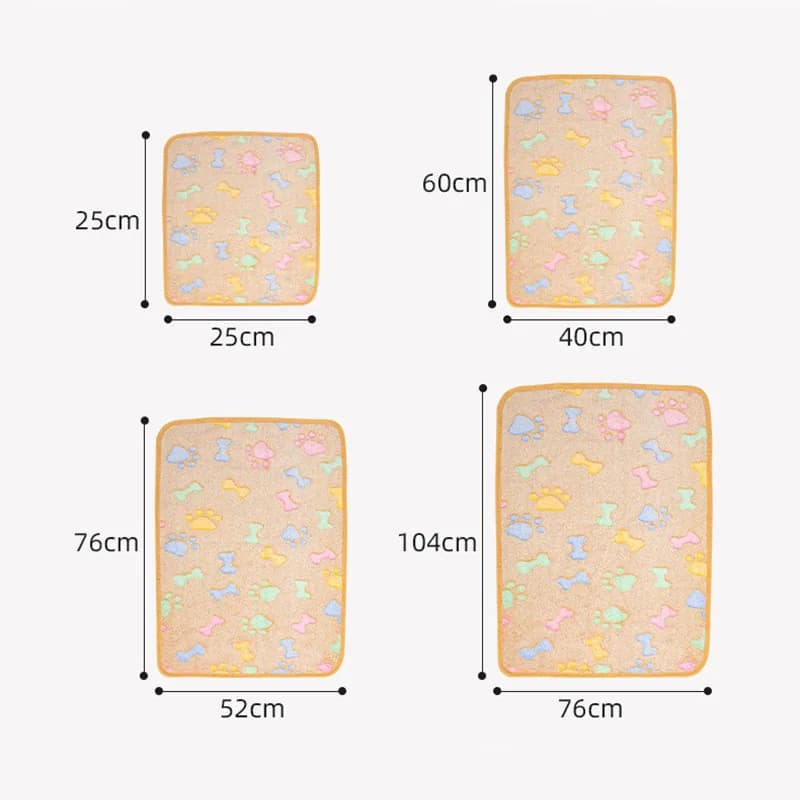Winter Velvet Pet Sleeping Warm Blanket with Paw/Dot/Bone Pattern, Dog Cat Washing Towel, Fleece Soft Pet Blanket Pet Bed Mat - image 6