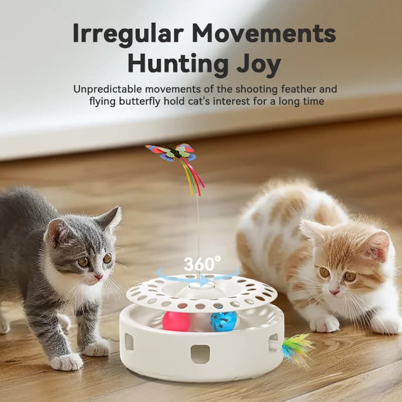 ROJECO Automatic Cat Toys 3 in 1 Wireless Kitten Toy With Cat Teasing Stick Ambush Feather Track Ball Adjustable Interactive Toy - image 4