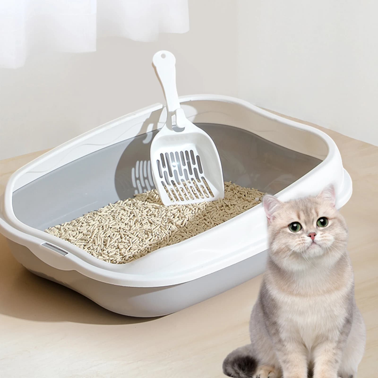 Semi-enclosed Litter Box Spatter-proof Cat Toilet Large Kitten Cleaning Supplies Large Cat Poop Bowl Pet Bupplies - image 6