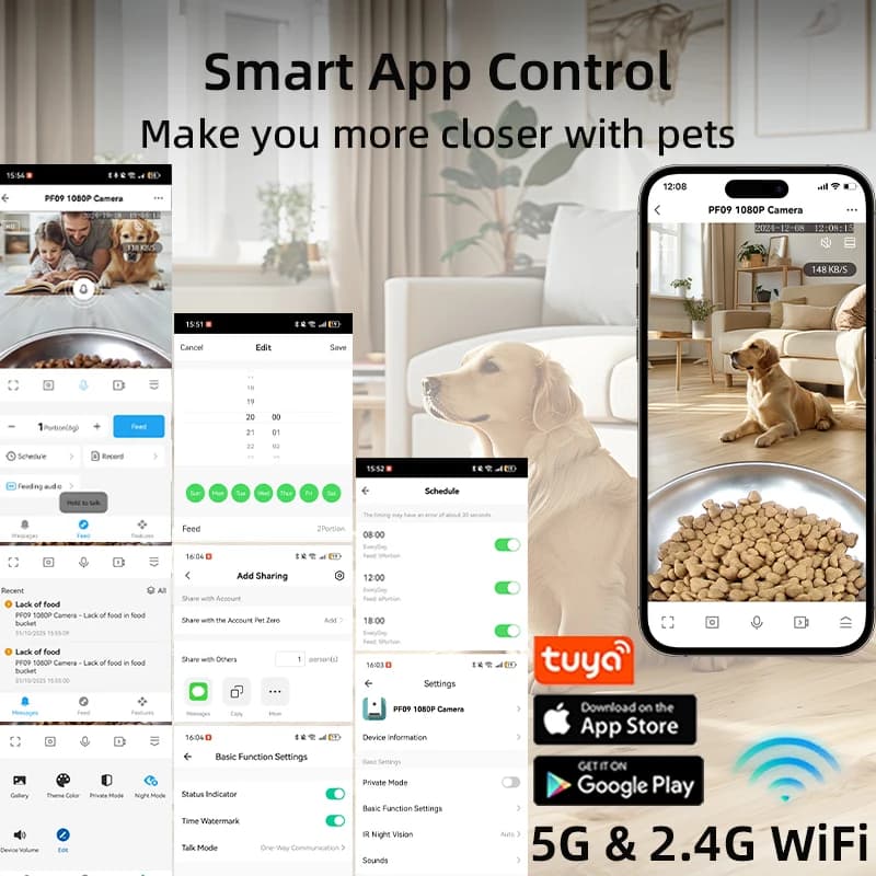 Furpipi 5L Smart Automatic Cat Feeders with 1080P HD Camera 5G WiFi Pet Feeder Tuya APP Control Automatic Cat Kibble Dispenser - image 2