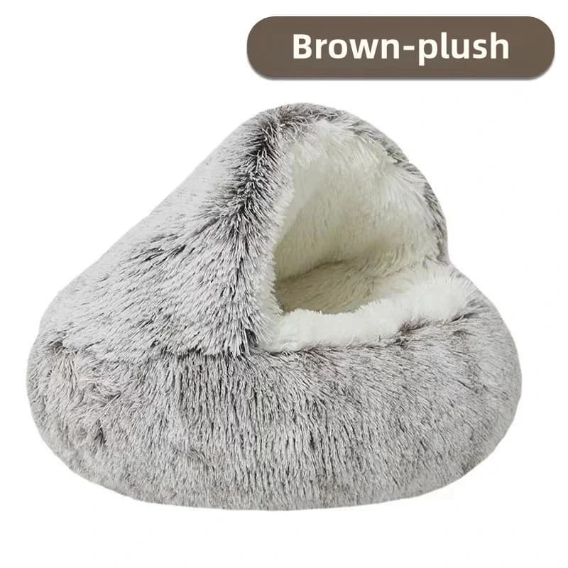 Autumn and Winter soft plush pet bed and pet bed Winter warm and cold plush comforter nest Shell cat nest semi-enclosed cat nest - image 8
