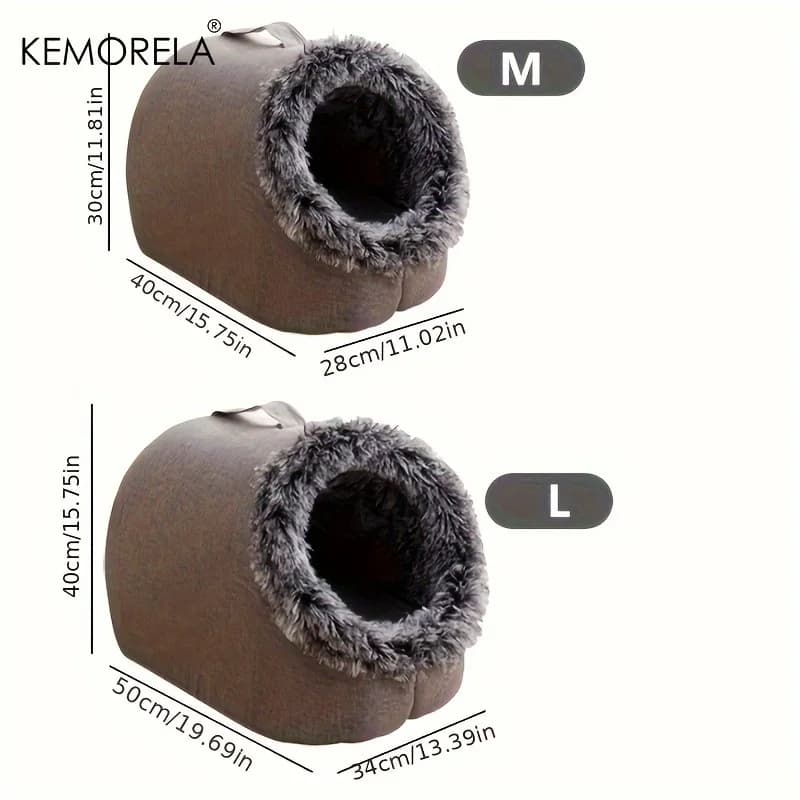 KEMORELA Winter Cat Bed Self-Warming Puppy House Cozy Cat Sleeping Cave Beds Indoor Kitten Nest Kennel Hut for Small Medium Cats - image 6