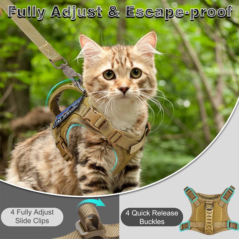 Tactical Cat Harness For Walking Escape Proof Adjustable Pet Vest Harness Soft Mesh With Control Handle For Large Cat Small Dog - image 4