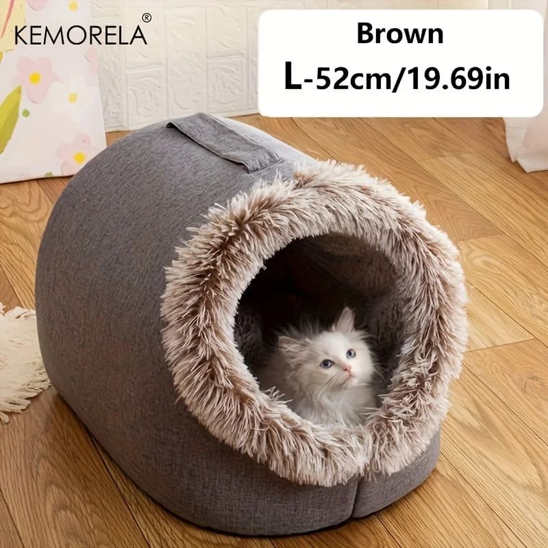 KEMORELA Winter Cat Bed Self-Warming Puppy House Cozy Cat Sleeping Cave Beds Indoor Kitten Nest Kennel Hut for Small Medium Cats - image 10