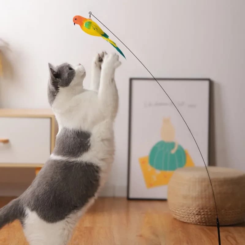 Funny Simulation Bird Cat Toy Feather with Bell Cat Stick Interactive Toy for Kitten Playing Teaser Wand Toy Pet Cats Supplies - image 3