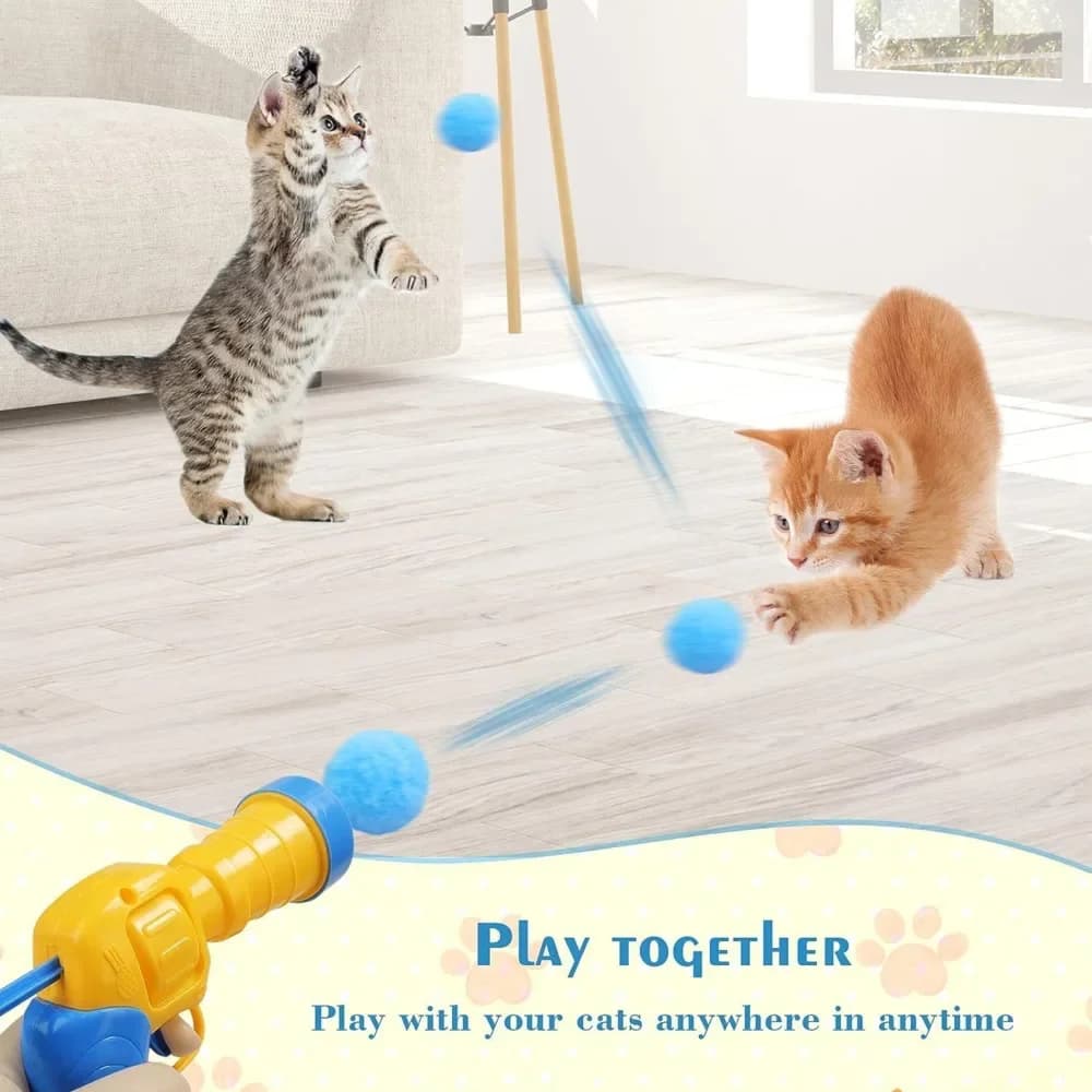 Plush Ball Shooting Gun Cat Toys Interactive Kittens Mini Pompoms Launcher Games Pet Accessories Supplies Indoor Cats Self Play - image 3