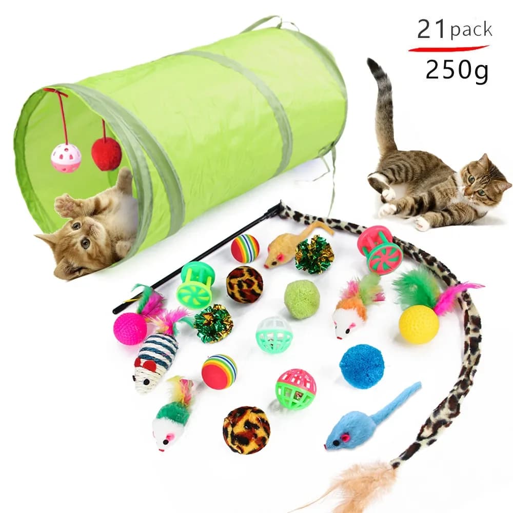 Kitten Toys Variety Cat Toy Combination Set Cat Toy Funny Cat Stick Sisal Mouse Bell Ball Cat Supplies 20 Pcs Set - image 11