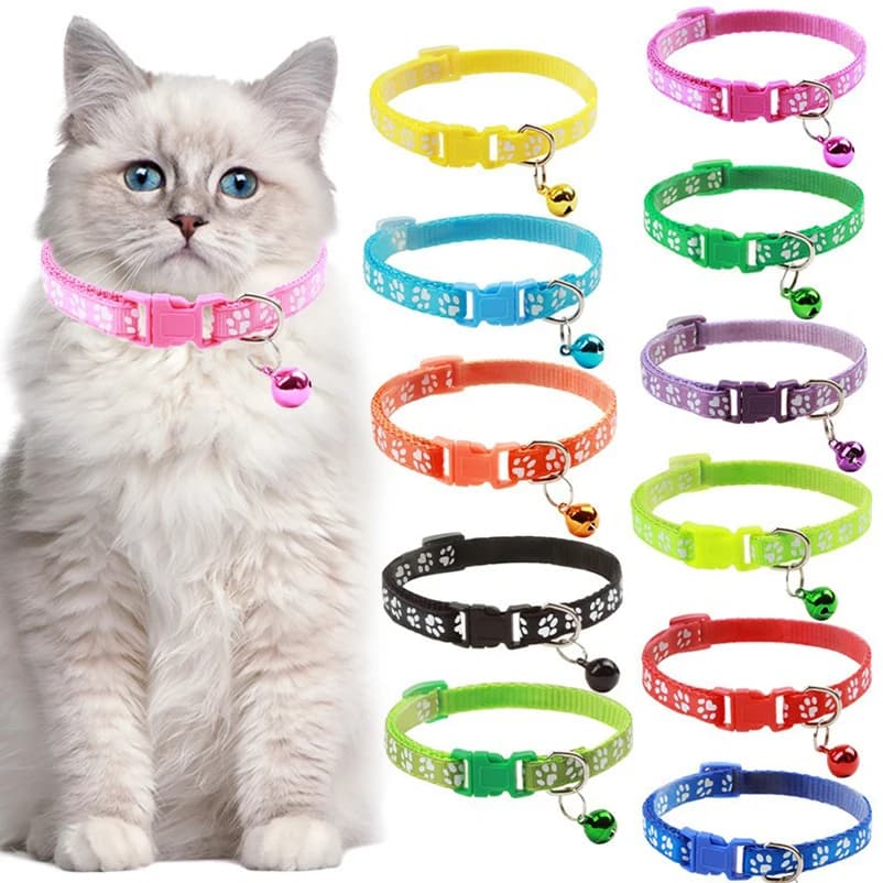 Pet cat bell collar dog print cat collar multiple colors optional necklace ring cat rope collar pet supplies - image 1
