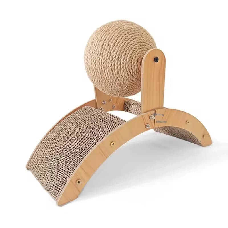 Wooden 2-in-1 Cat Scratcher, Ferris Wheel Vertical Scratching Ball, Sisal Ball, Honeycomb Grab Board, Wear-Resistant,Pet Toy - image 7