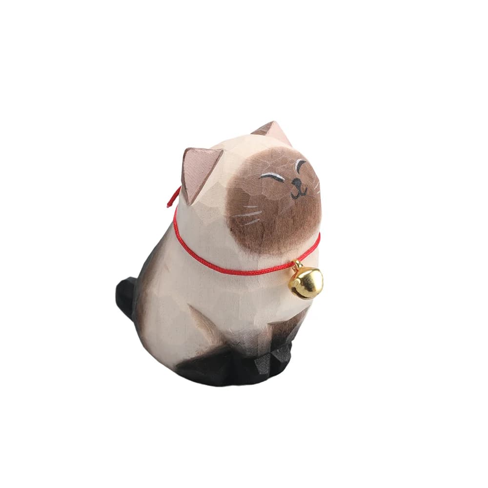 Christmas Decorations Handmade Wood Carving Kitten Ornaments Small Animal Desktop Wood Cat Decoration Crafts Birthday Gift - image 10