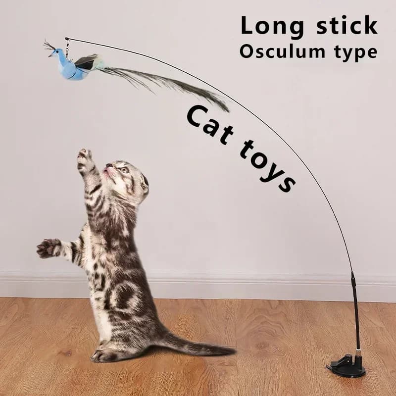 Funny Simulation Bird Cat Toy Feather with Bell Cat Stick Interactive Toy for Kitten Playing Teaser Wand Toy Pet Cats Supplies - image 1
