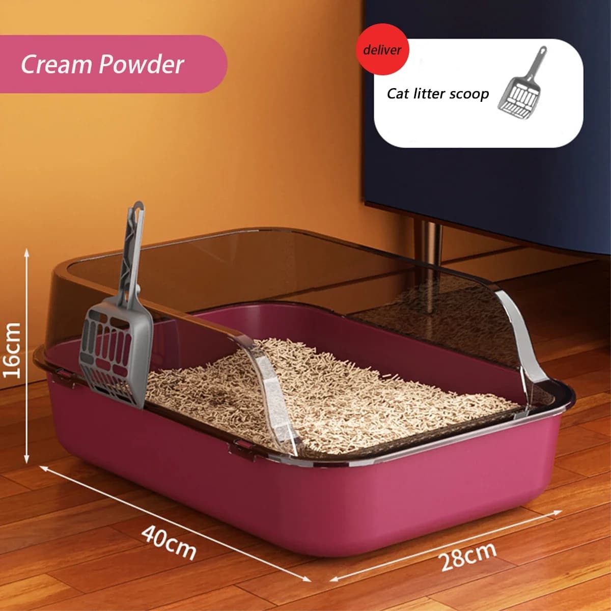Cat Litter Box Thickening Kitty Sandbox Semi-enclosed High Side Splashproof Pet Bedpans with Litter Scoop Cleaning Cat Supplies - image 7