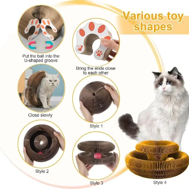 Kitten Curl Toy Foldable Magic Organ Cat Scratching Board Durable Recyclable Cardboard Cat Scratcher Cat Bed Interactive Scratch - image 6