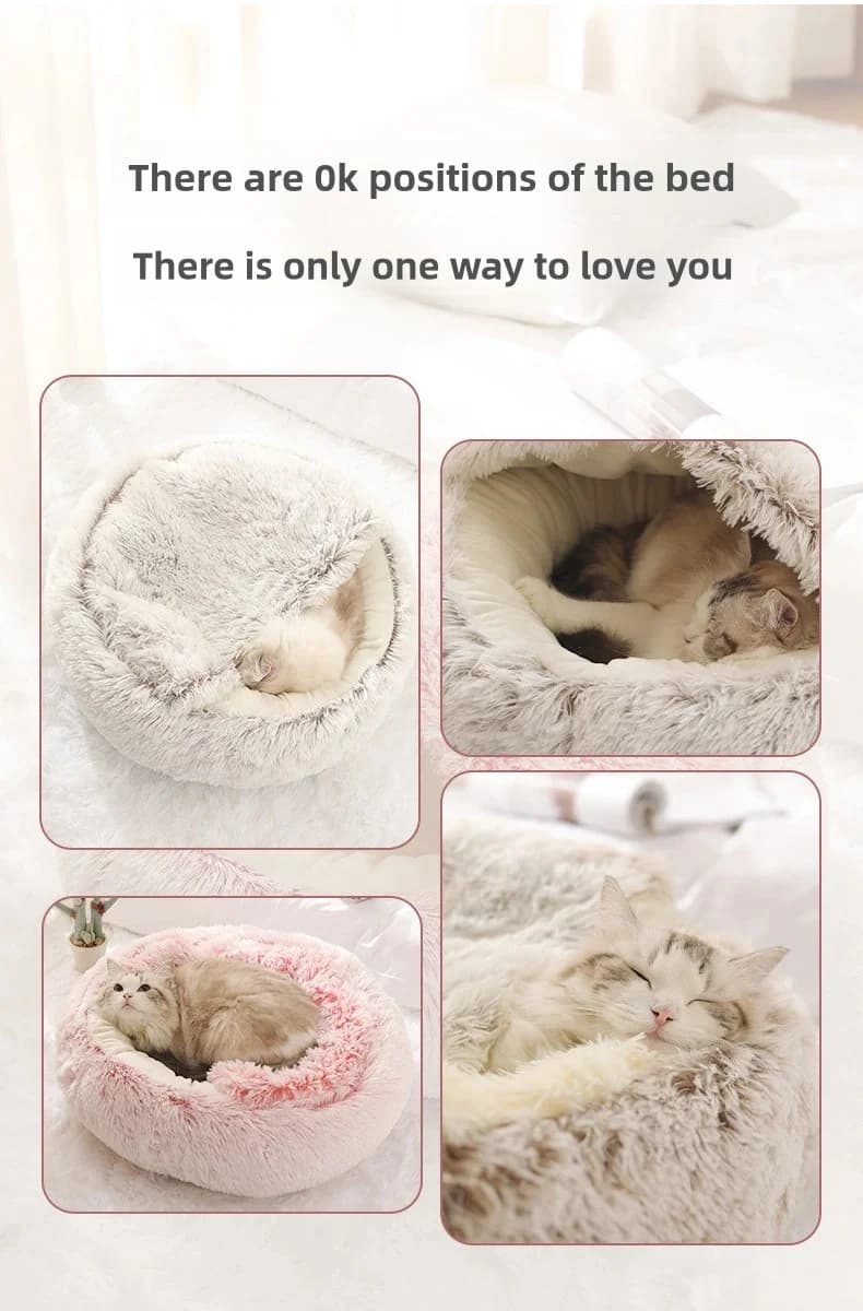 Autumn and Winter soft plush pet bed and pet bed Winter warm and cold plush comforter nest Shell cat nest semi-enclosed cat nest - image 4