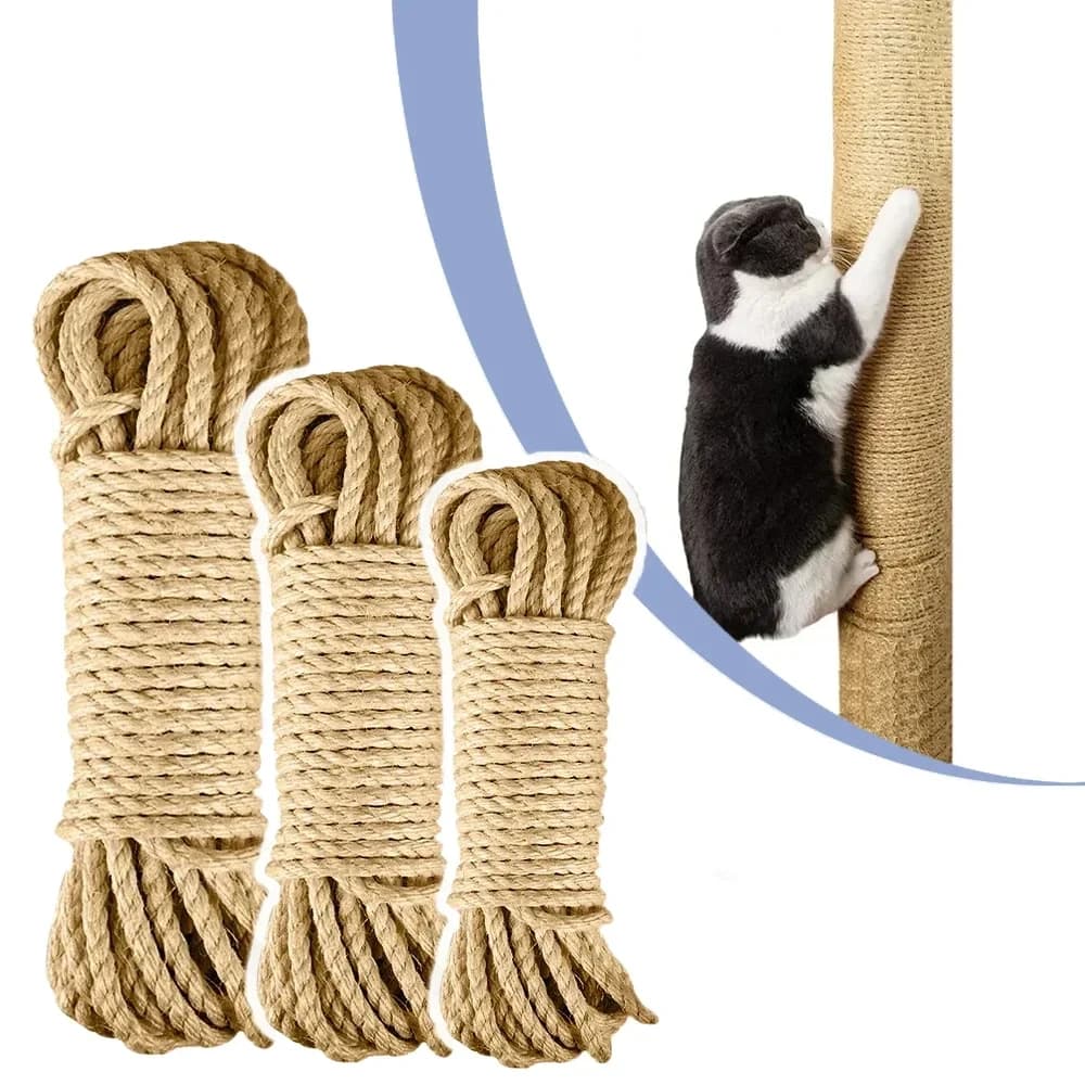 33/66/164ft Natural Sisal Rope Cat Scratcher Rope Tree Scratching DIY Toy Paw Claw Furniture Protector Scratching Post - image 1