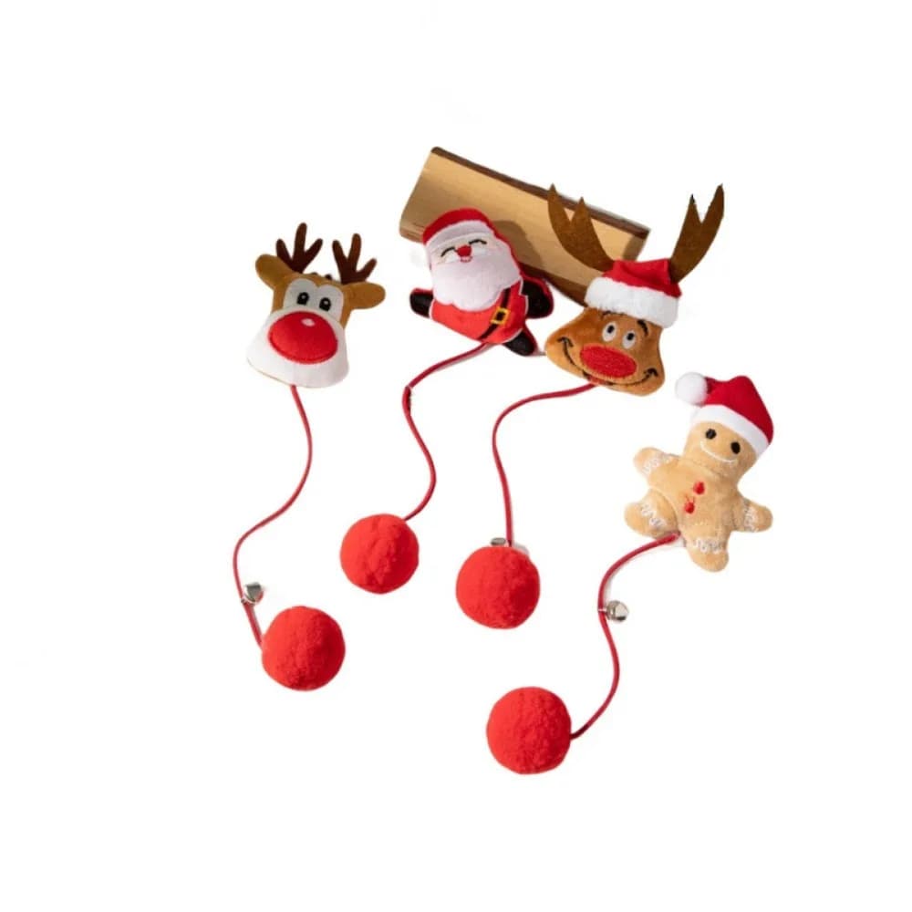 Pet Toy Cat Bell Creative Gift Christmas Elements Teasing Cat Stick Pet Toys Santa Claus Elk Snowflakes Chew-resistant Pet Toys - image 6